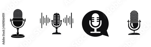 Audio recording icons set