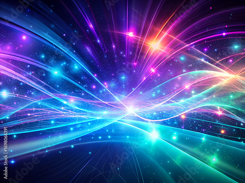 Dynamic abstract energy burst with vibrant colors, perfect for tech concepts