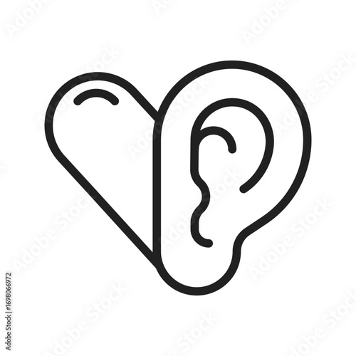 Ear with Hearticon vector image. Suitable for mobile apps, web apps and print media.