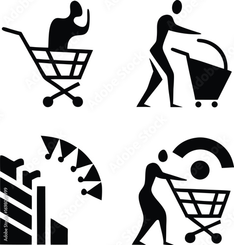 E‑Commerce Icon Set: Secure Shopping Cart, Retail Interaction & Online Platform Symbols