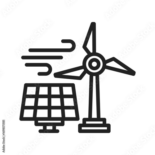 Wind & Solar Comboicon vector image. Suitable for mobile apps, web apps and print media.