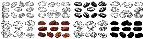 Bananas in various stages of ripeness with transparent background