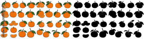 Watermelon slices and whole fruits with transparent background