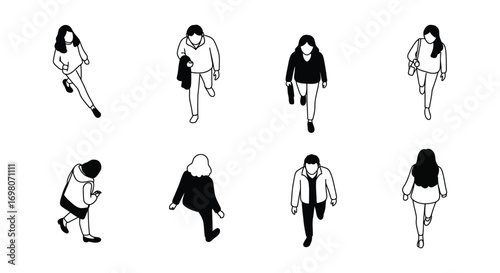 various walking styles captured in simple line drawings