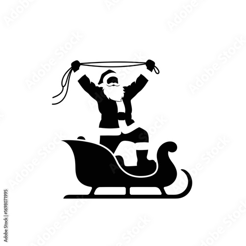 Vector art of santa claus in his sleigh holding reins