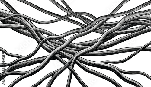 Intertwined organic forms create a complex and visually engaging composition.