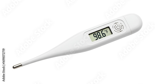Digital thermometer reading 98.6 degrees fahrenheit isolated PNG with Transparent Background