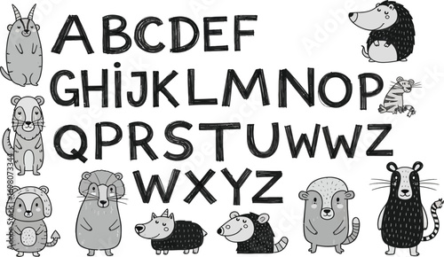 Alphabet Animals Illustration.