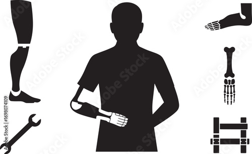 Human Body Skeleton Silhouette Icon Set Anatomy Medical Science Healthcare Design