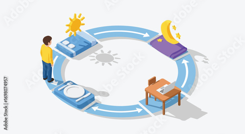Daily Routine Cycle Sleep, Work, Eat, Repeat