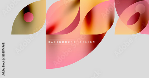 Abstract shapes, soft colors, modern design. Gradient elements create dynamic composition, suitable for backgrounds or presentations.