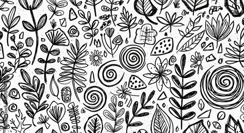 Black and white floral pattern design.