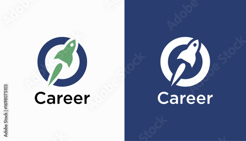 Circle Arrow letter C career Up Logo Line. Geometric Arrow Out of Box Icon isolated. Usable for Business and Technology Logos. Flat Vector Logo Design Template Element.