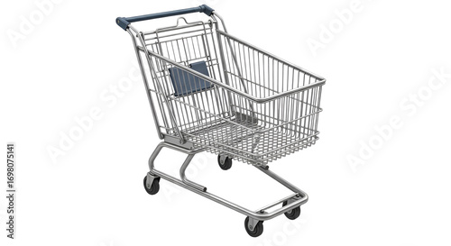 Empty metal shopping cart isolated PNG with Transparent Background