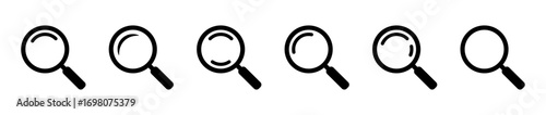 Search icons set. Magnifying glass icon symbols set.