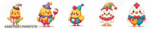 funny chicken vector dressed as a clown