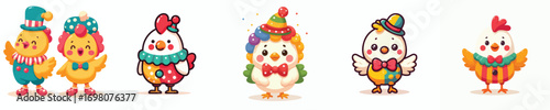 funny chicken vector dressed as a clown