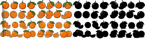 Tomato slices and dark shapes with transparent background