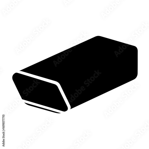Black eraser icon with rounded edges on a white background