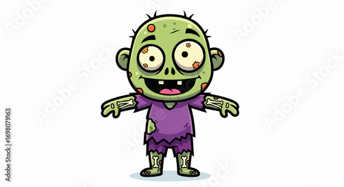 Cute cartoon zombie character with big eyes illustration.