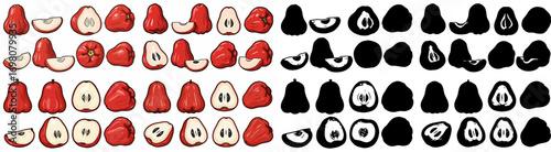 Cute citrus fruits with shadow outlines