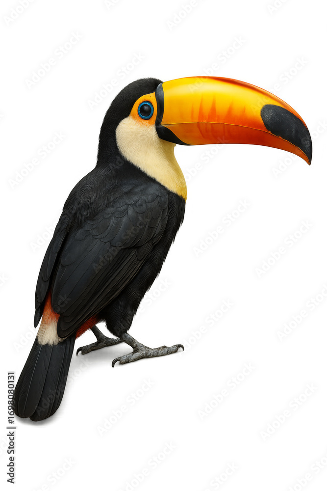 Naklejka premium Red-billed toucan standing on transparent background