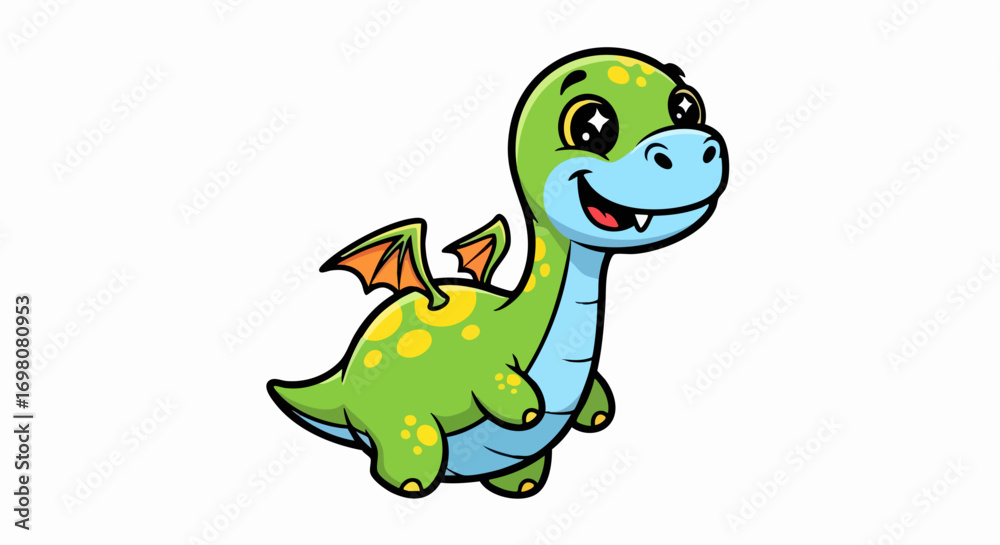 Fototapeta premium Cute Cartoon Dinosaur Dragon.