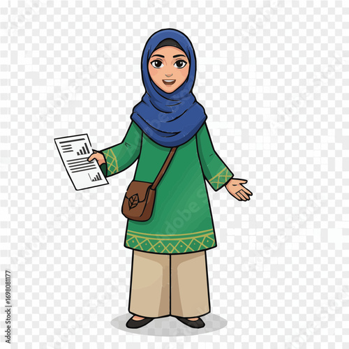 A woman holding a document 