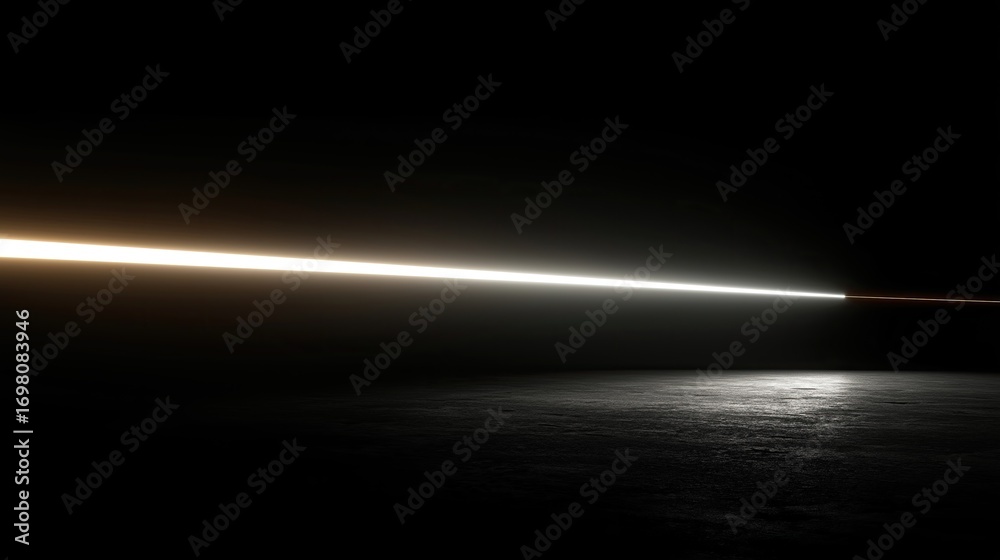 Obraz premium Minimalist light beam cutting across a dark void.
