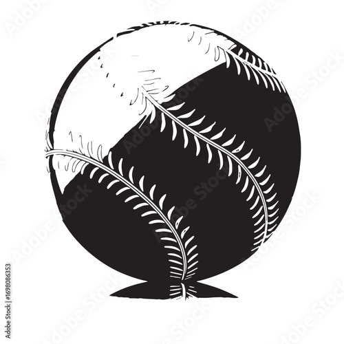 Black baseball Silhouette Vector, High Quality Illustration on White Background
