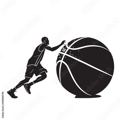 Black basketball player Silhouette Vector, High Quality Illustration on White Background
