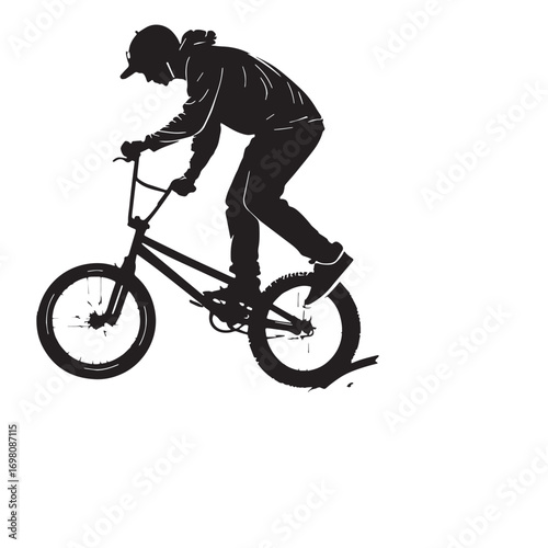 Black bmx racing Silhouette Vector, High Quality Illustration on White Background