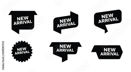 new arrival speech bubbles in various shapes and designs