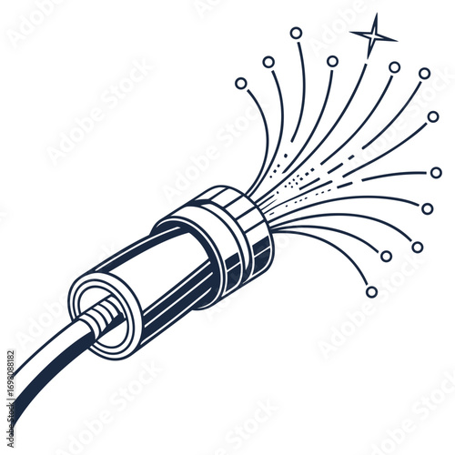 Abstract illustration of a fiber optic cable with light emanating from its end