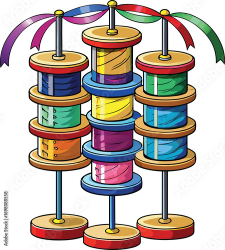 Christmas Home Organization Colorful Thread Spools Display
