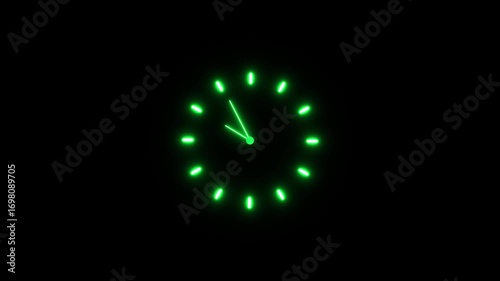 Wallpaper Mural Neon analog clock icon 4k animation on black background. Torontodigital.ca