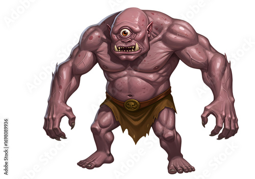 Powerful Ogre Illustration Fantasy Creature Art isolated on transparent background