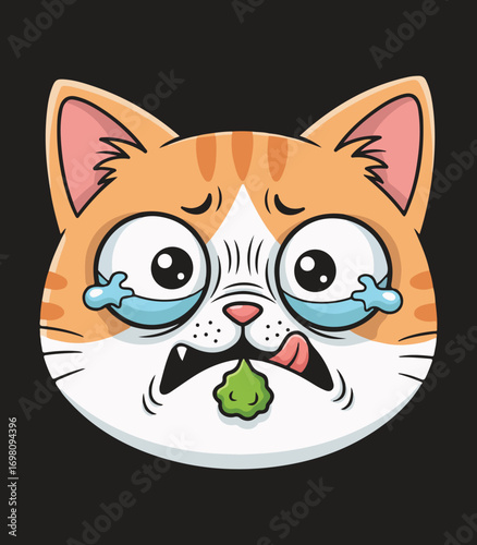 Spicy Wasabi Cat Reaction Kawaii Vector