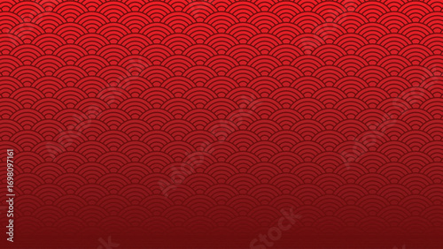 Editable Chinese Background. Traditional Chinese Red Wave Pattern Background