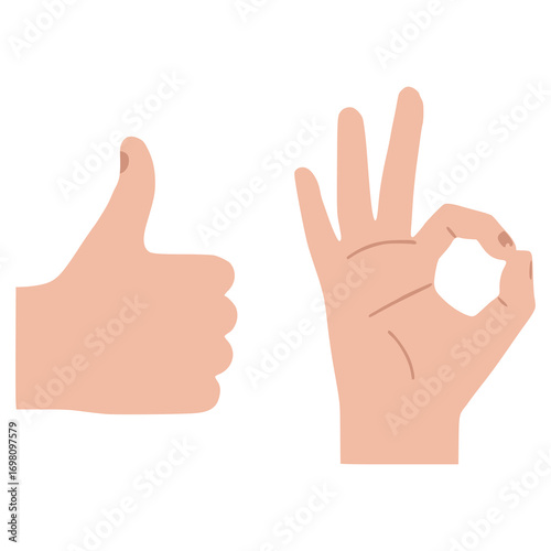 hand gesture OK alright progress flat color vector illustration template design