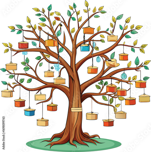 Christmas Genealogy Trees Recipe Tree Colorful Illustration