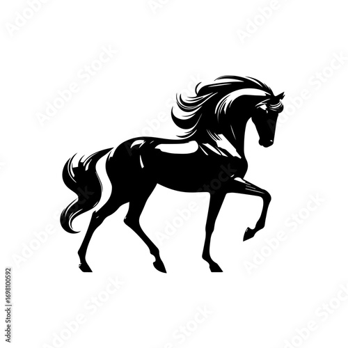 Elegant Running Horse Vector Illustration – Dynamic Equine Artwork