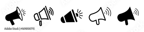 Minimalist Megaphone icon set vector stock illustration