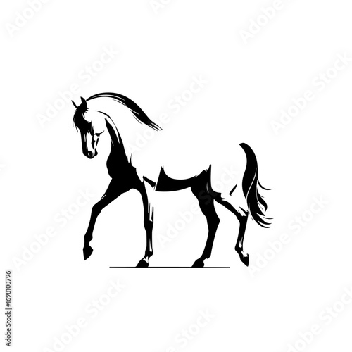 Graceful Horse Vector Illustration – Elegant Equine Silhouette Design