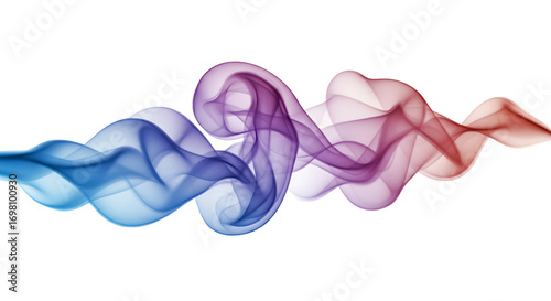 Abstract flowing colorful smoke or ink in water against a black background with vibrant gradients