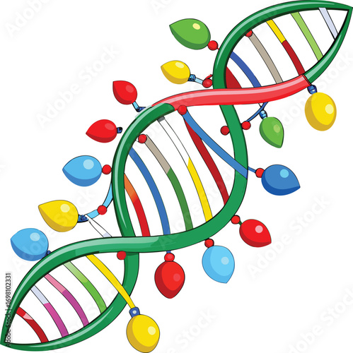 Christmas Genealogy Trees Colorful DNA Holiday Lights