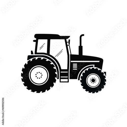 Black silhouette of a modern farm tractor