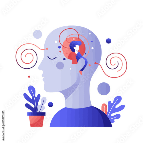 Conceptual illustration of the inner world and consciousness, exploring human psychology and self-awareness