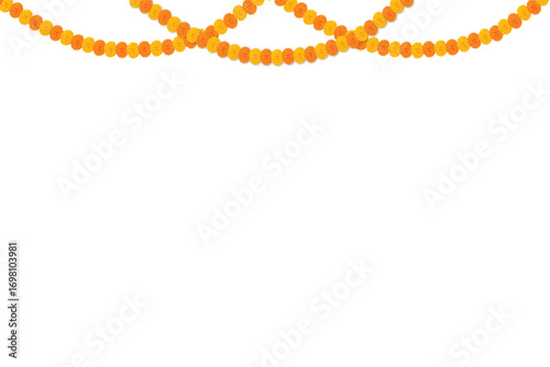 Marigold flower hanging garland: occasion, reception, welcome, marriage, ethnic, invitation, engagement, image, wedding, bride, worship, deepavali, puja, dussehra, diwali, divali, durga, hindu, indian