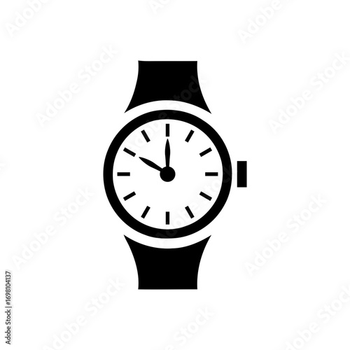 Simple black and white wristwatch icon. watch isolated on white